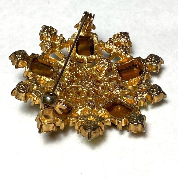 Brooch Pin Flower Glass Rhinestones Lucite Vintage Estate Unique Rare - Picture 5 of 11